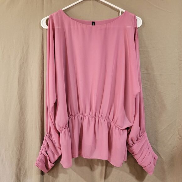 W118 by Walter baker size small pink split long sleeve peplum top - Picture 1 of 12